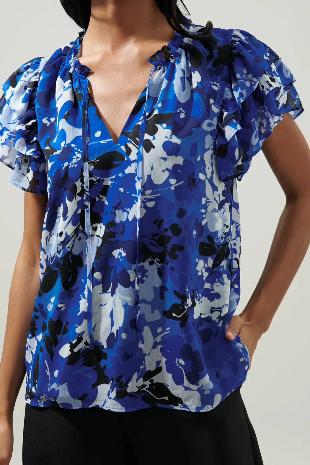 Moonflower Montie Ruffle Tie Neck Blouse sold by Sugarlips product image thumbnail 5