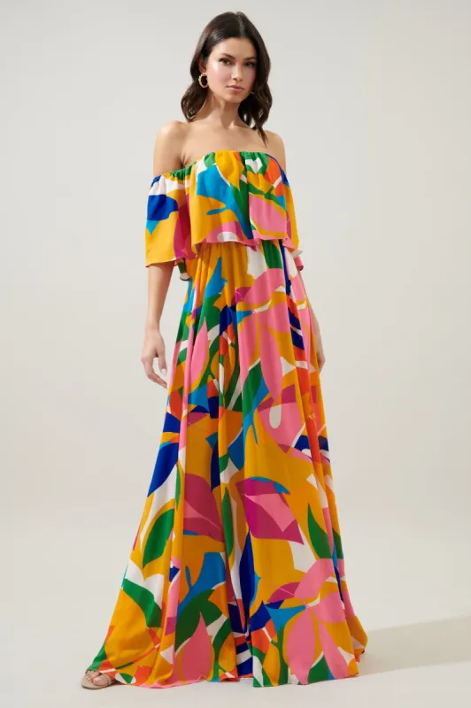 Soleil Floral Enamored Off the Shoulder Ruffle Dress sold by Sugarlips