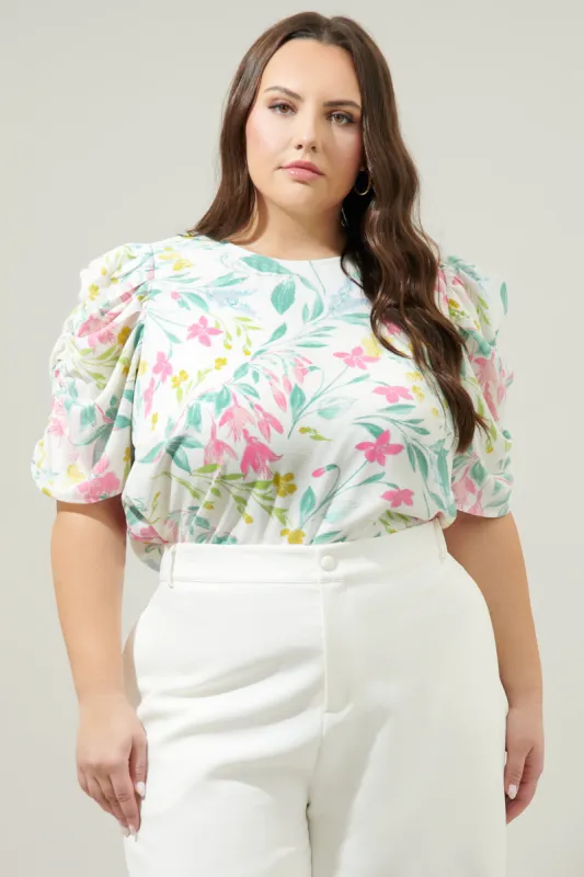 Jacinda Floral Beverly Drape Sleeve Blouse Curve sold by Sugarlips
