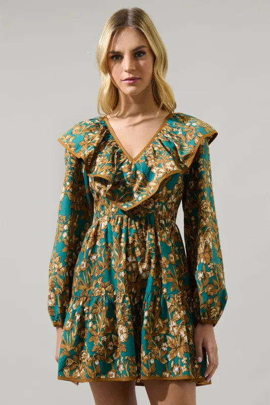 Della Floral Nia Ruffle Mini Dress sold by Sugarlips