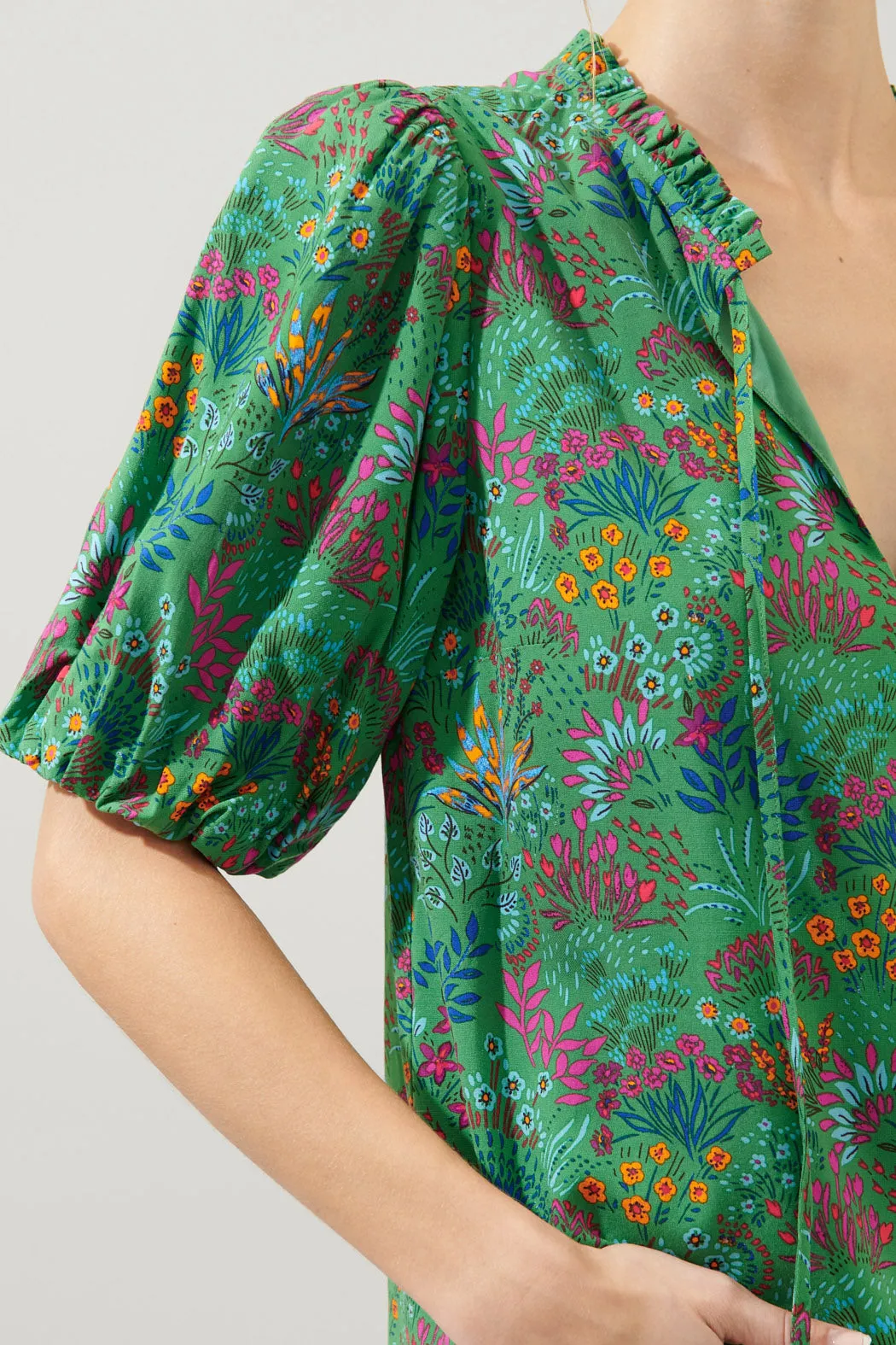 Ruya Floral Bluebay Puff Sleeve Blouse sold by Sugarlips product image thumbnail 5