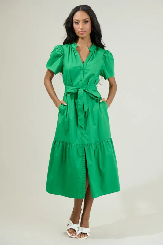 Beatrice Button Down Poplin Midi Dress sold by Sugarlips