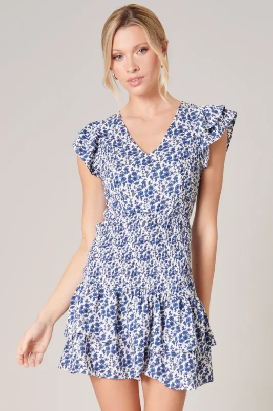 Alice Floral Print Ruffled Mini Dress sold by Sugarlips
