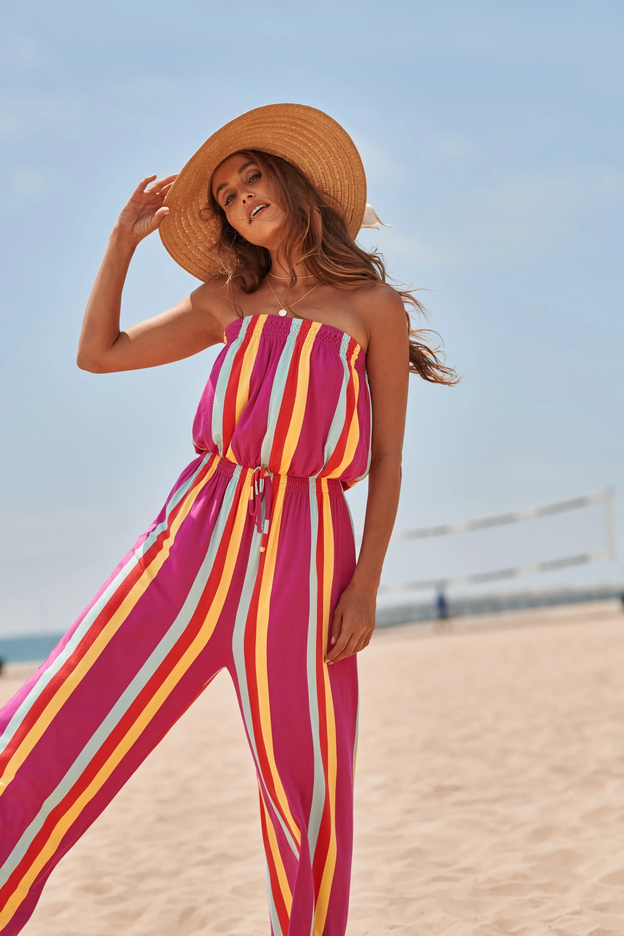 Eliza Striped Strapless Jersey Knit Jumpsuit sold by Sugarlips product image thumbnail 4