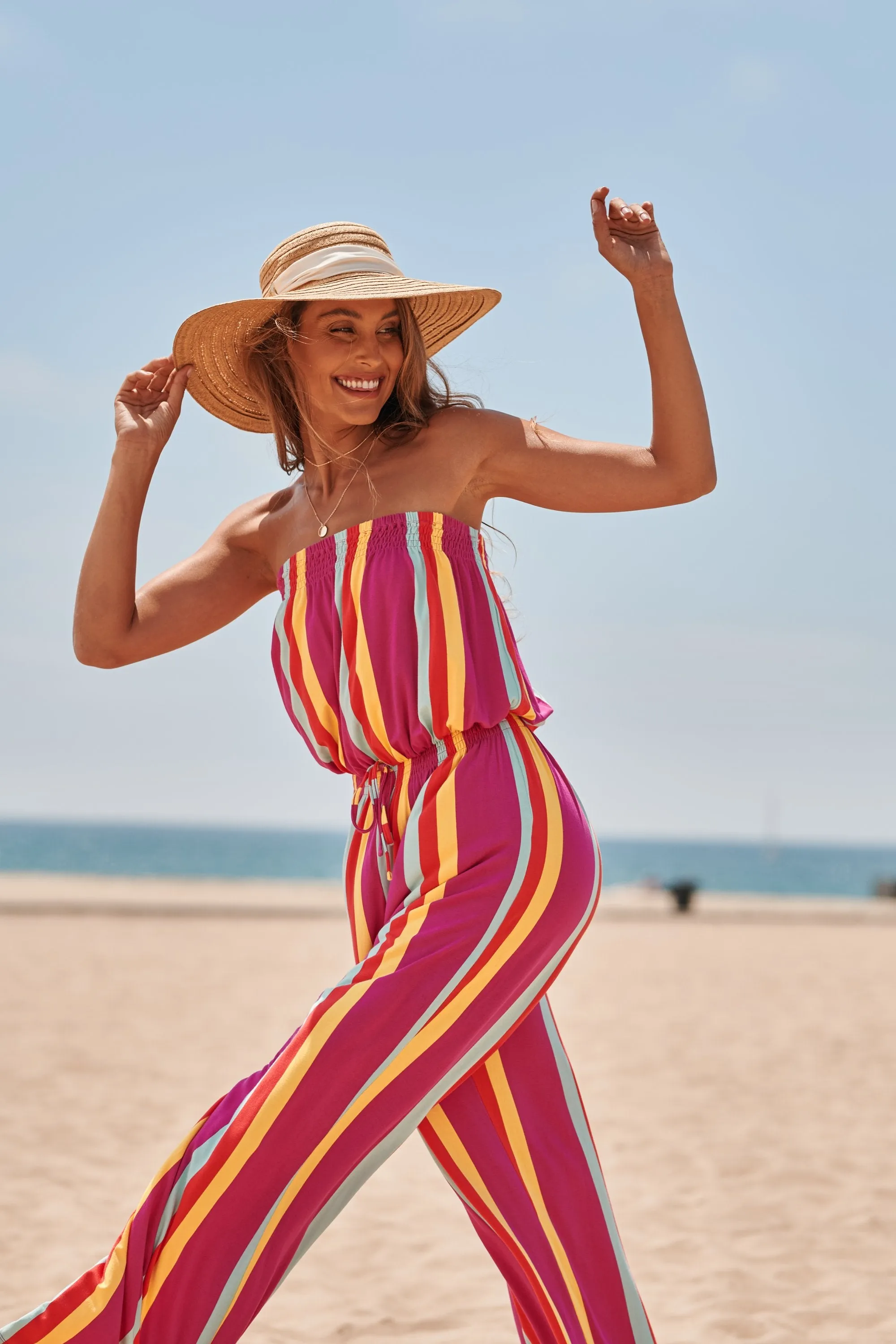 Eliza Striped Strapless Jersey Knit Jumpsuit sold by Sugarlips product image thumbnail 3