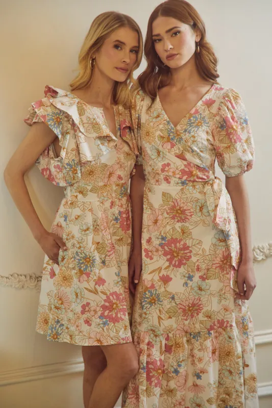 Day Lily Floral Ruffle Mini Dress sold by Sugarlips