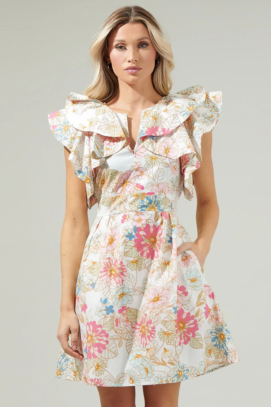 Day Lily Floral Ruffle Mini Dress sold by Sugarlips product image thumbnail 2
