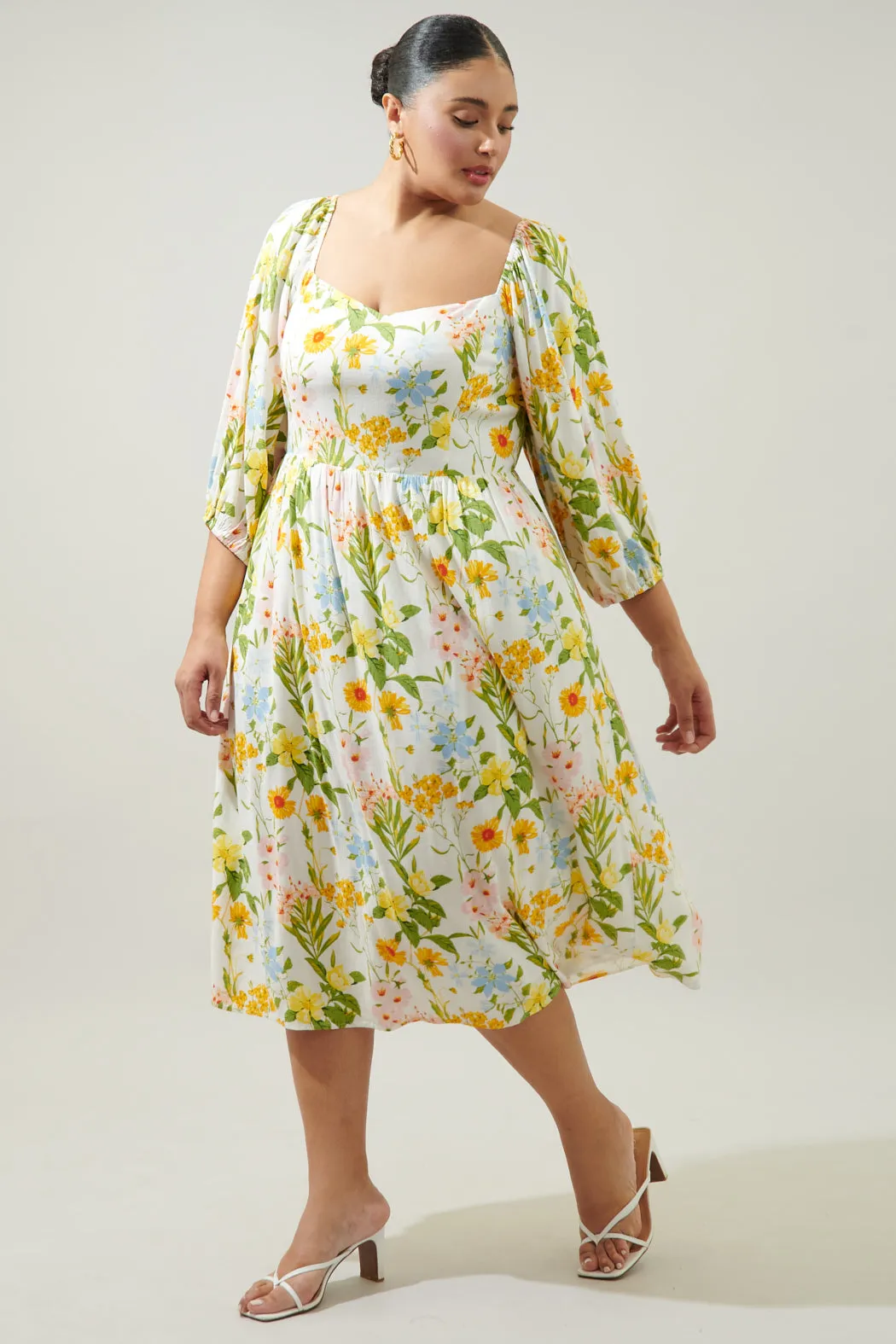 Free to Be Puff Sleeve Granger Midi Dress Curve sold by Sugarlips product image thumbnail 3