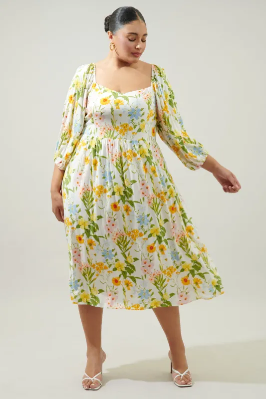 Free to Be Puff Sleeve Granger Midi Dress Curve sold by Sugarlips