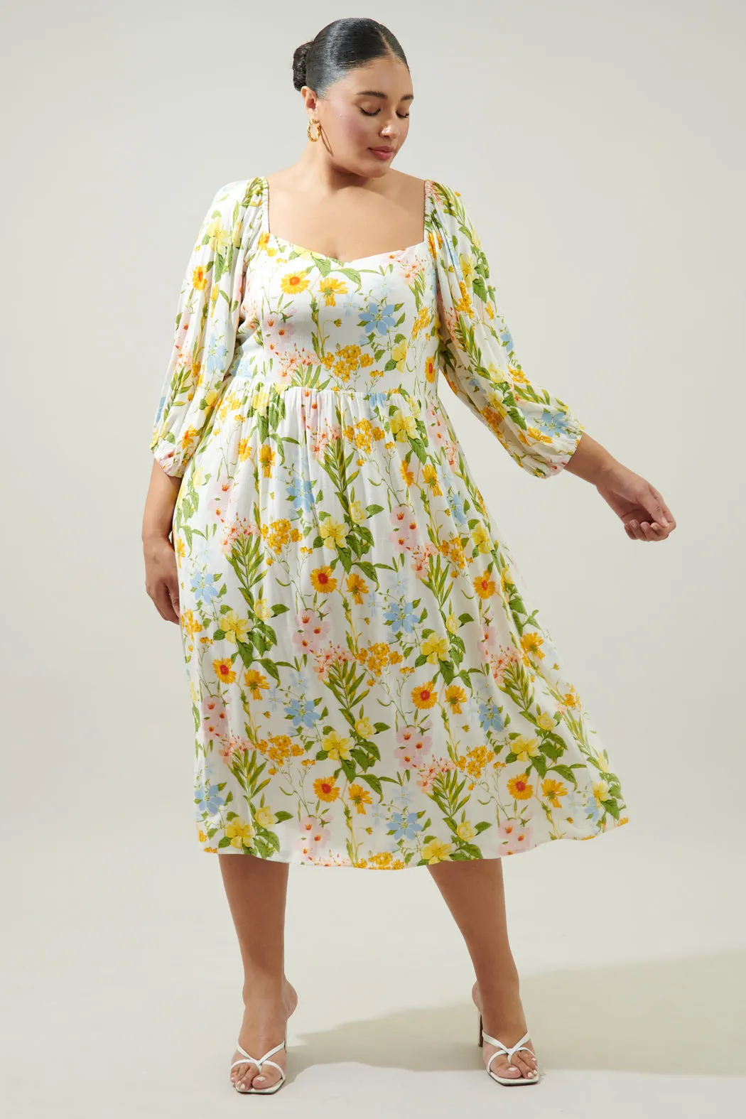 Free to Be Puff Sleeve Granger Midi Dress Curve sold by Sugarlips