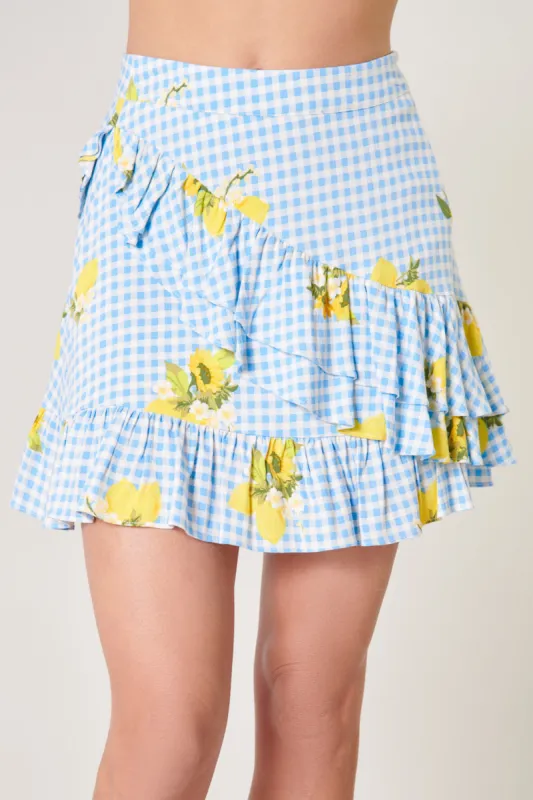 Citrus Picnic Gingham Jess Ruffle Mini Skirt sold by Sugarlips