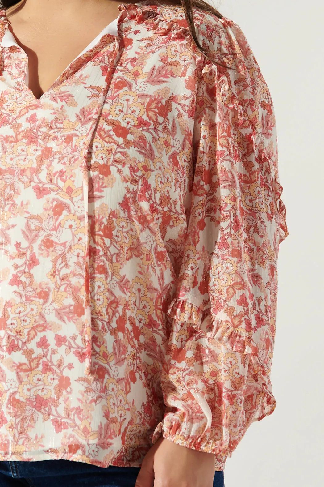 Mariella Vintage Floral Ammabella Ruffle Blouse Curve sold by Sugarlips product image thumbnail 5