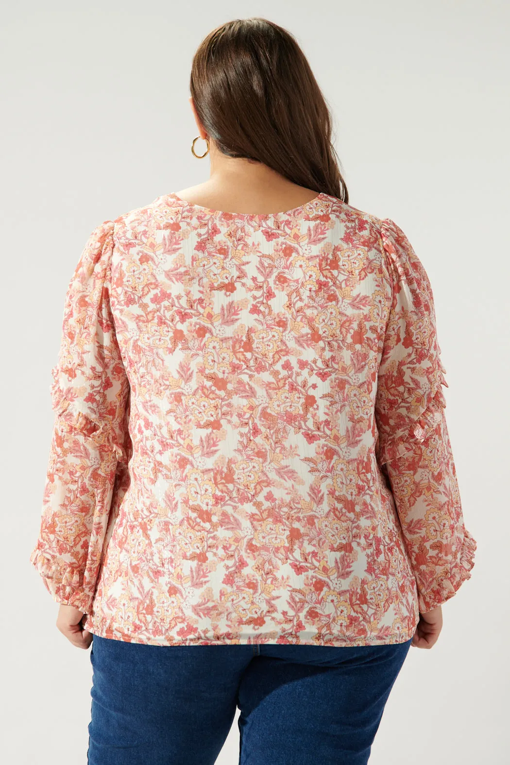 Mariella Vintage Floral Ammabella Ruffle Blouse Curve sold by Sugarlips product image thumbnail 4