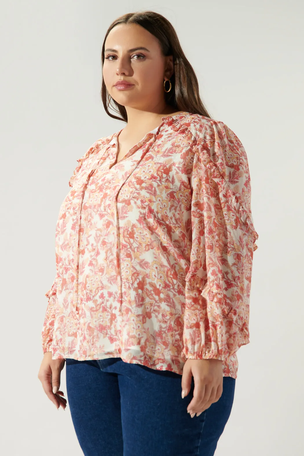 Mariella Vintage Floral Ammabella Ruffle Blouse Curve sold by Sugarlips product image thumbnail 3