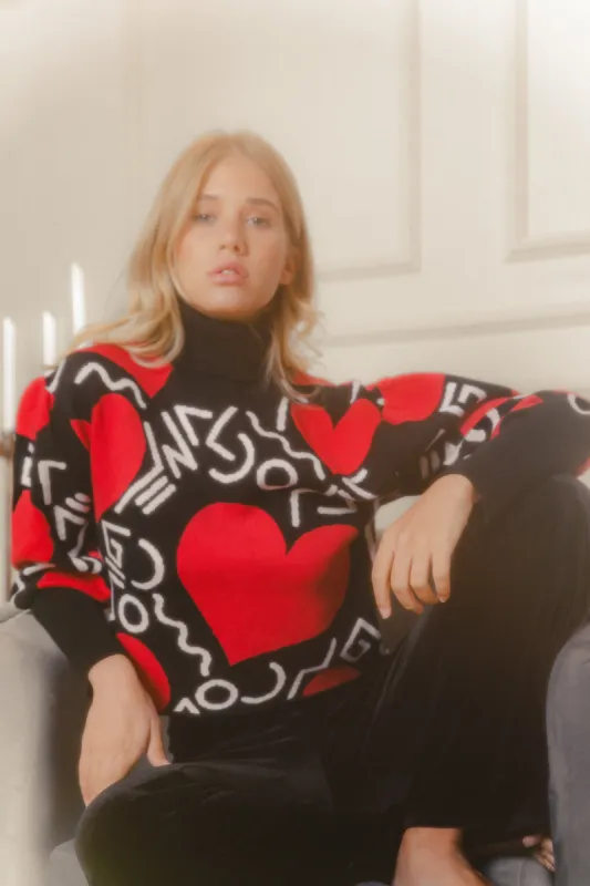 Heart on Your Sleeve Turtle Neck Sweater sold by Sugarlips