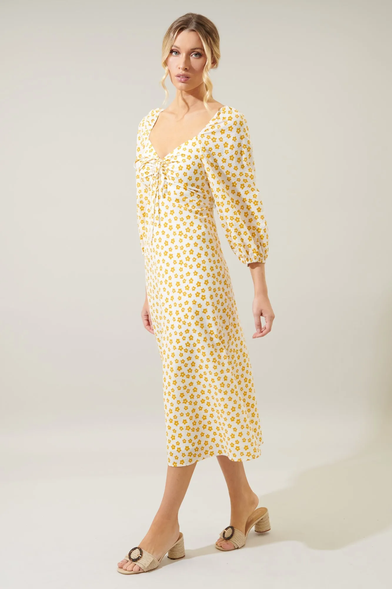 Taryn Sweetheart Puff Sleeve Midi Dress sold by Sugarlips product image thumbnail 3