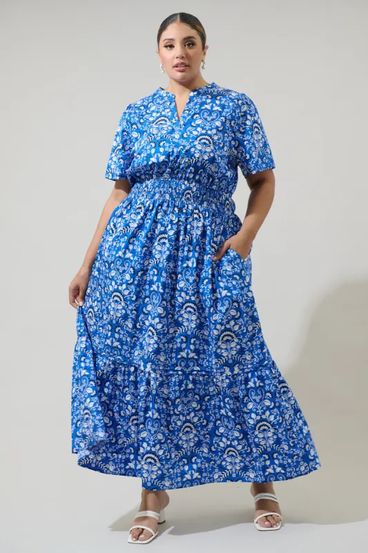 Lulu Floral Belraj Poplin Maxi Dress Curve sold by Sugarlips