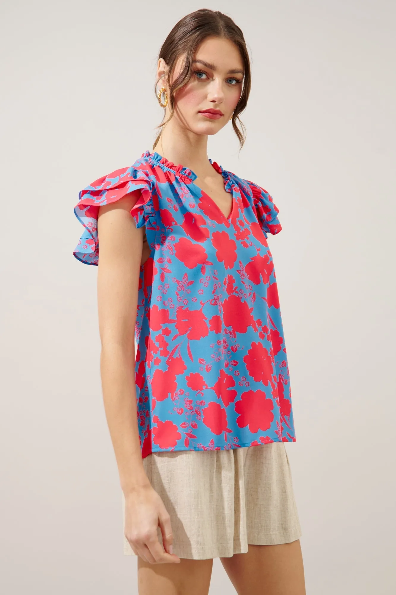 Juliana Floral Bellissima Ruffle Sleeve Top sold by Sugarlips product image thumbnail 3