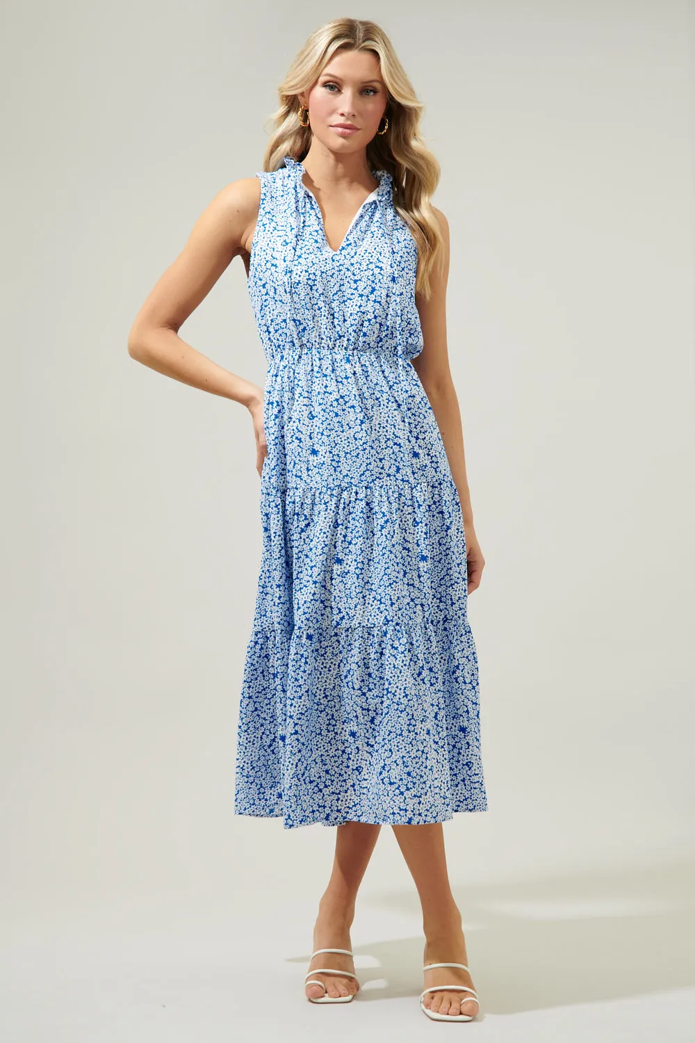 Montgomery Floral Hartford Sleeveless Tiered Maxi Dress sold by Sugarlips product image thumbnail 4