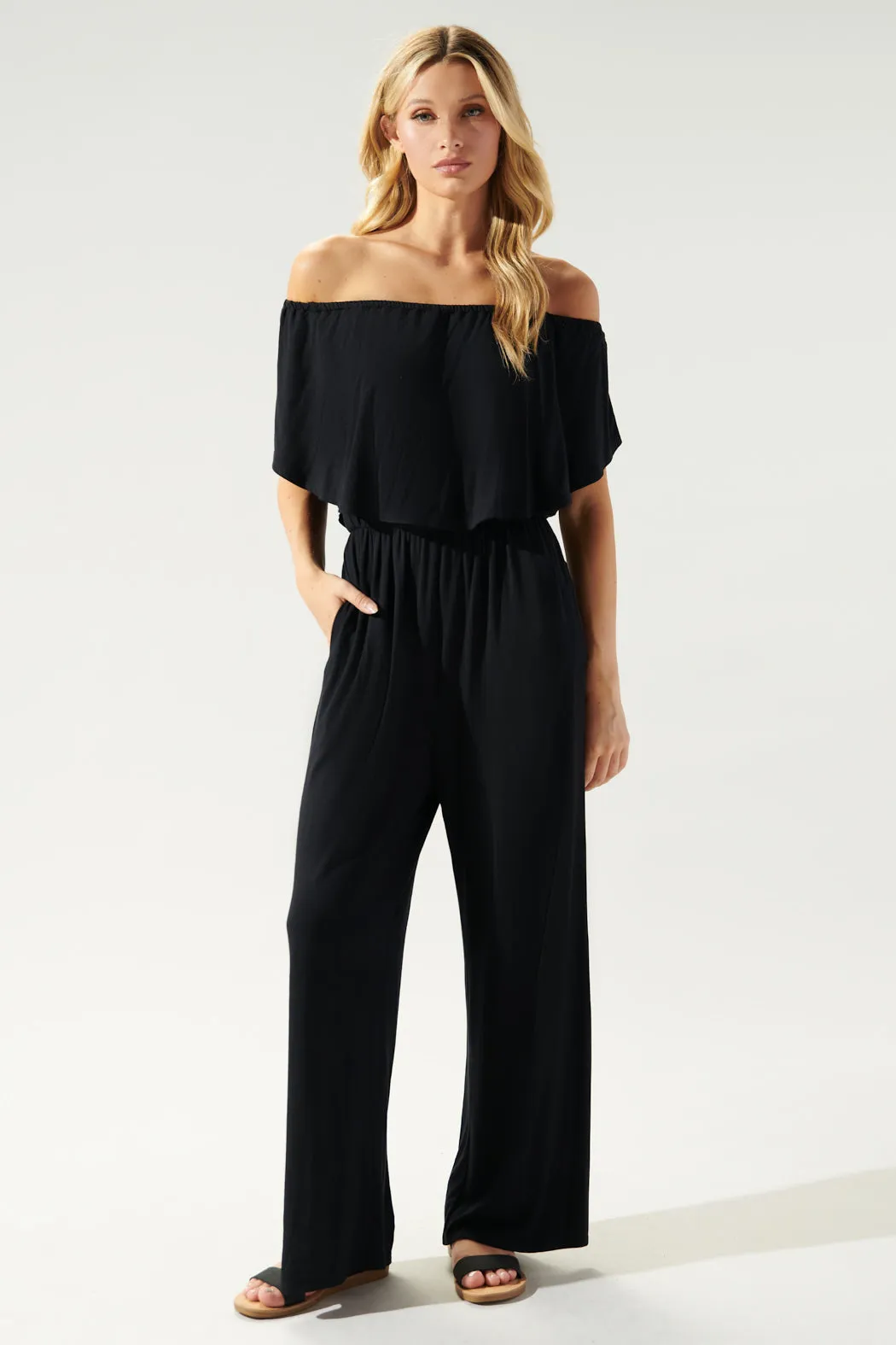 Sharpay Jersey Knit Off the Shoulder Jumpsuit sold by Sugarlips product image thumbnail 4