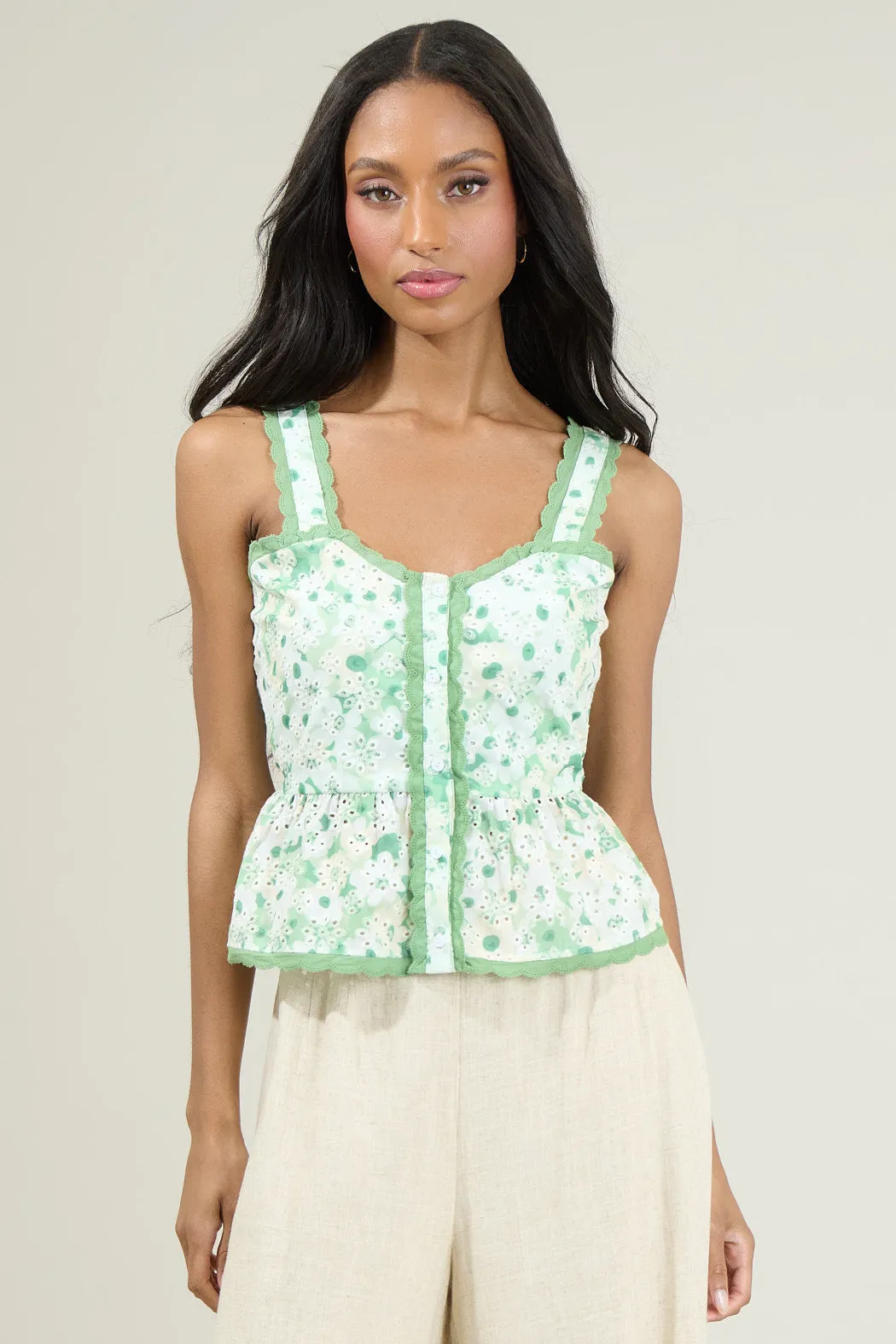 Baine Embroidered Button Up Top sold by Sugarlips