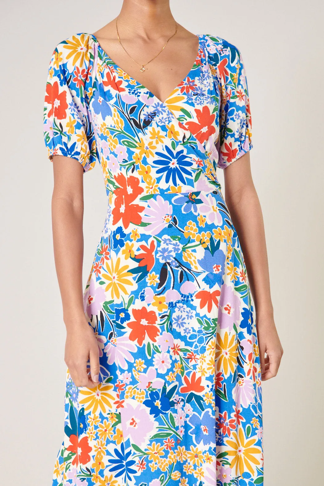 Ojai Floral Agave Puff Sleeve Midi Dress sold by Sugarlips product image thumbnail 5