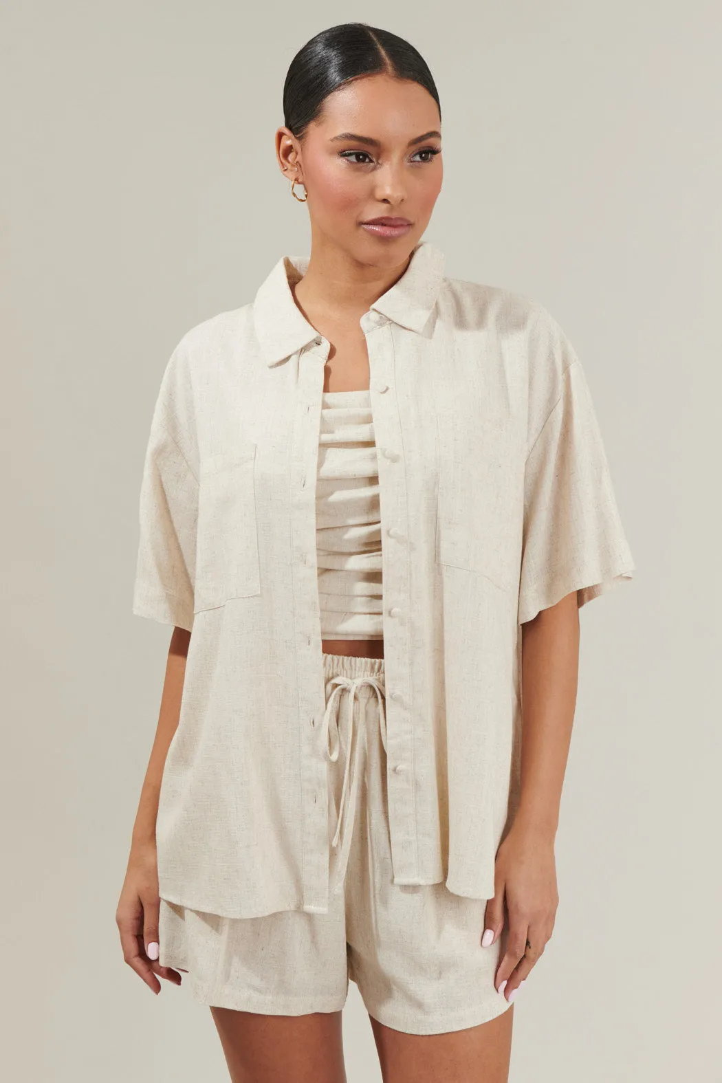 Sandy Shore Otto Short Sleeve Button Down Shirt sold by Sugarlips product image thumbnail 5