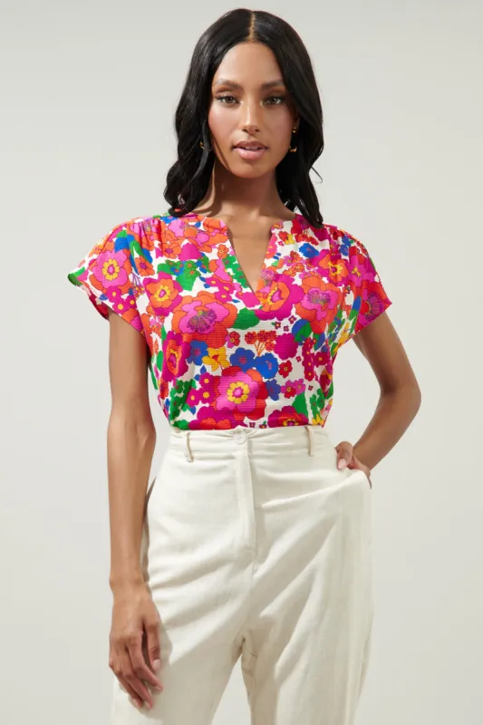 Summersalt Tropical Split Neck Dolman Blouse made by Sugarlips