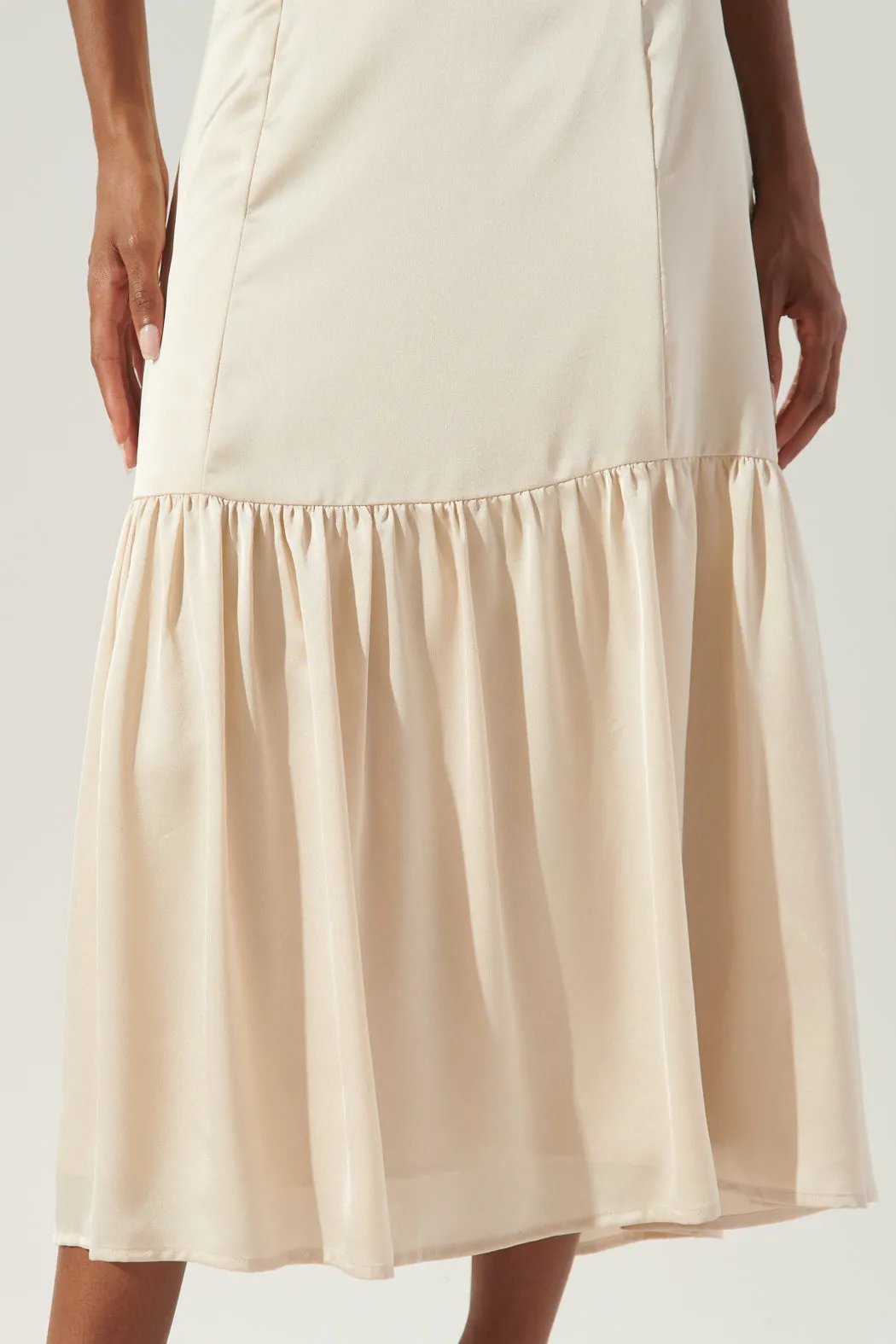 One and Only Tiered Satin Midi Skirt sold by Sugarlips product image thumbnail 5