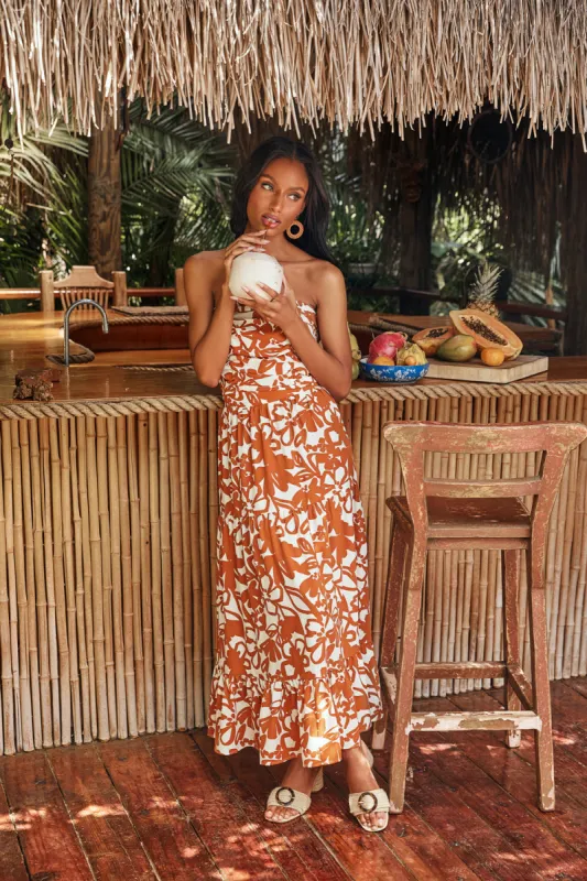 Marida Caramel Floral Yaelle Flowy Maxi Skirtirt sold by Sugarlips