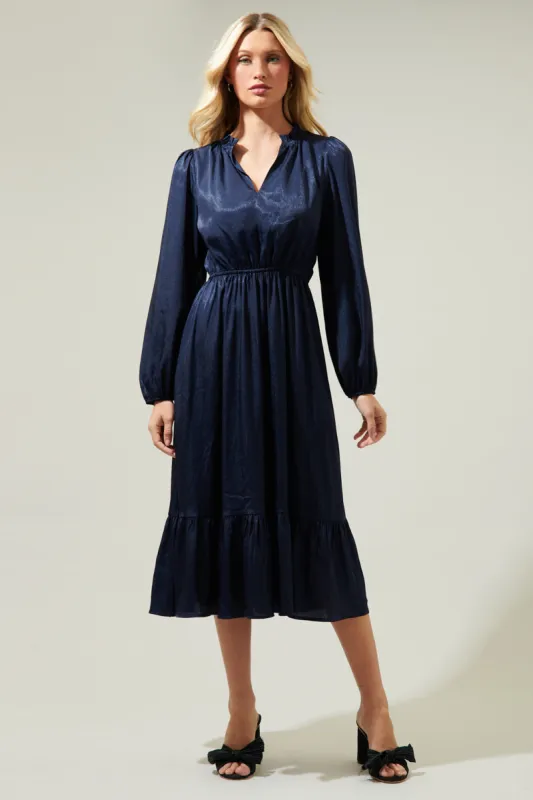 Fabiola Split Neck Midi Dress sold by Sugarlips