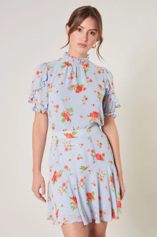 English Rose Keepsake Smocked Mock Neck Blouse sold by Sugarlips