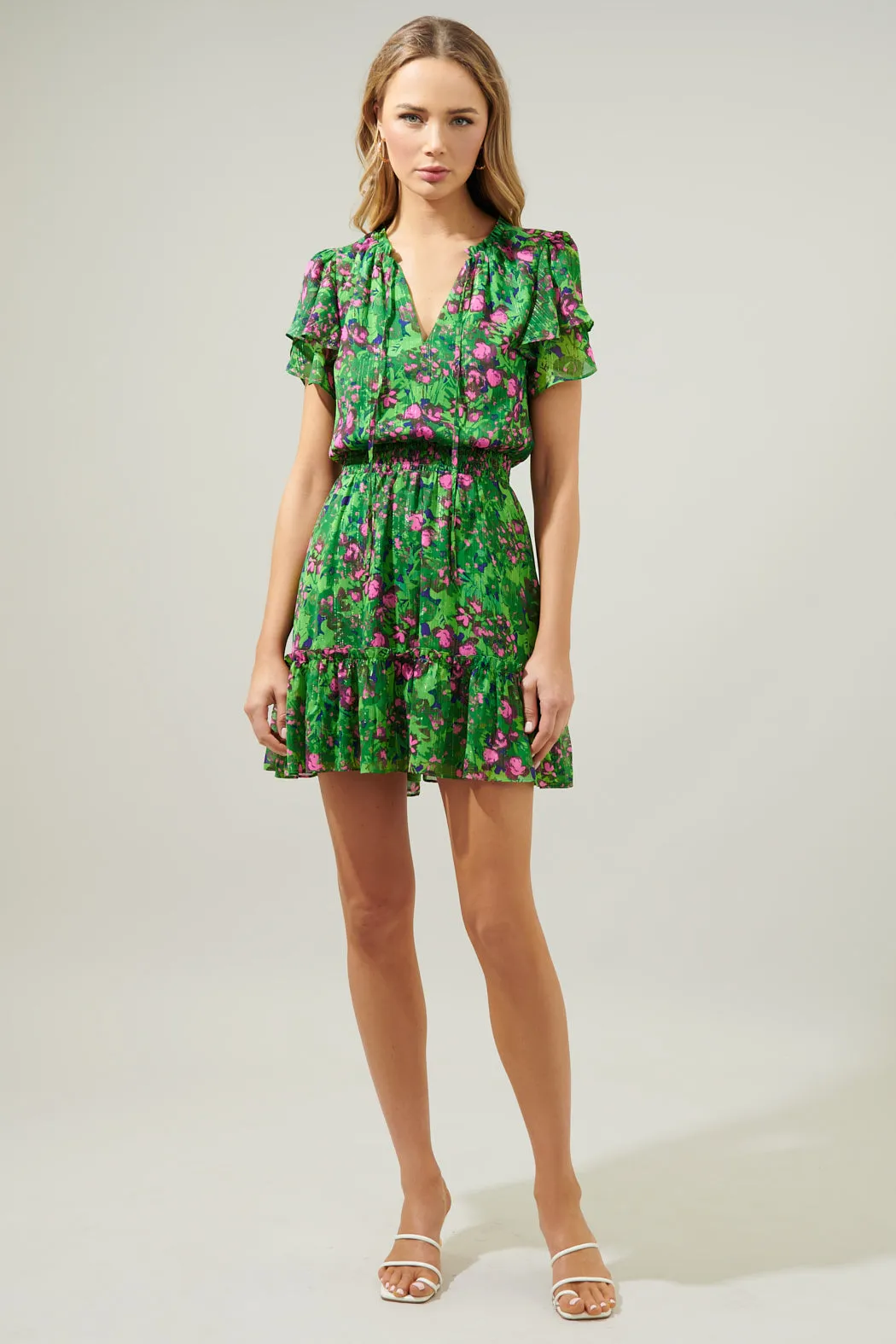 Sugarplum Floral Bumble Ruffle Mini Dress sold by Sugarlips product image thumbnail 4