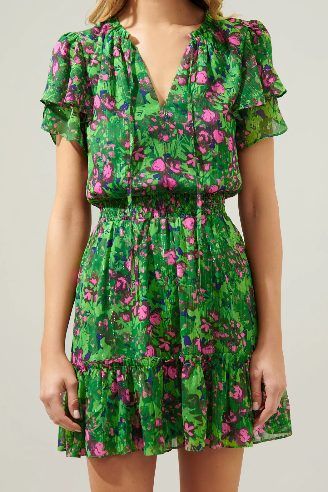 Sugarplum Floral Bumble Ruffle Mini Dress sold by Sugarlips product image thumbnail 5