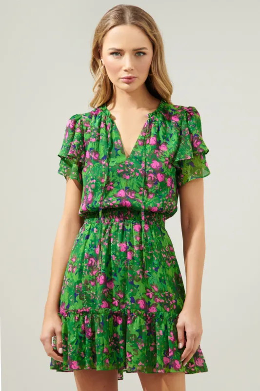 Sugarplum Floral Bumble Ruffle Mini Dress sold by Sugarlips