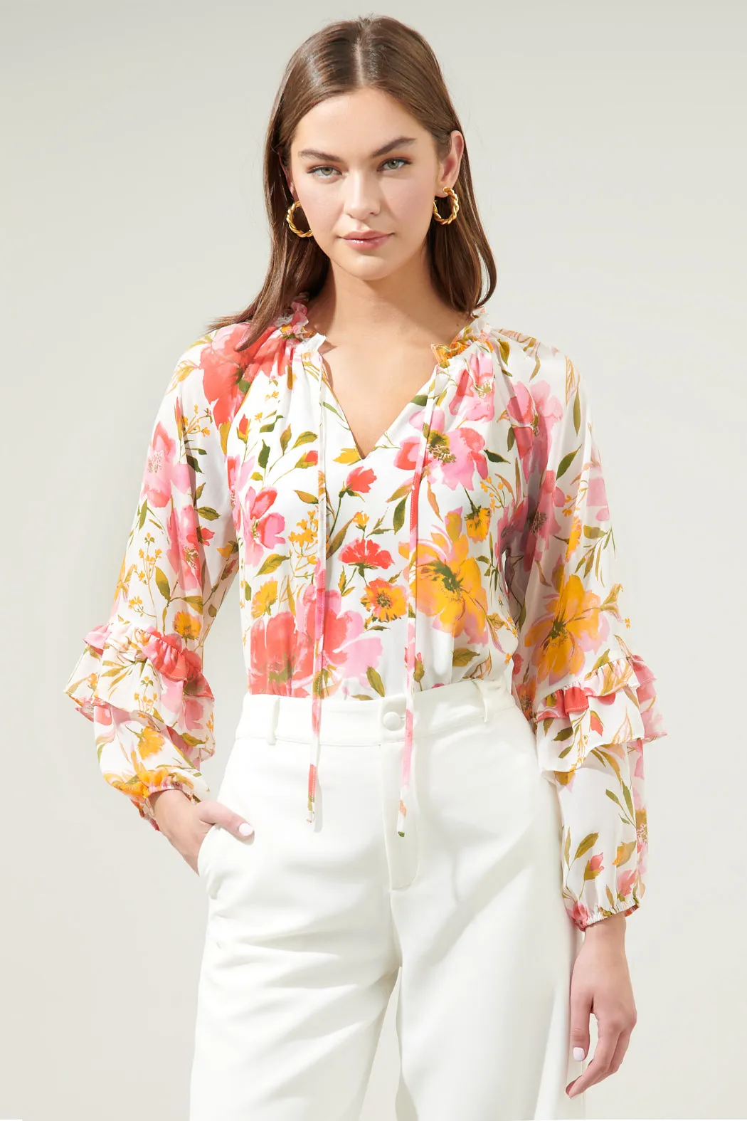 Maldonado Floral Bijou Balloon Sleeve Blouse sold by Sugarlips product image thumbnail 2