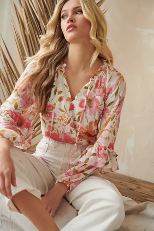 Maldonado Floral Bijou Balloon Sleeve Blouse sold by Sugarlips