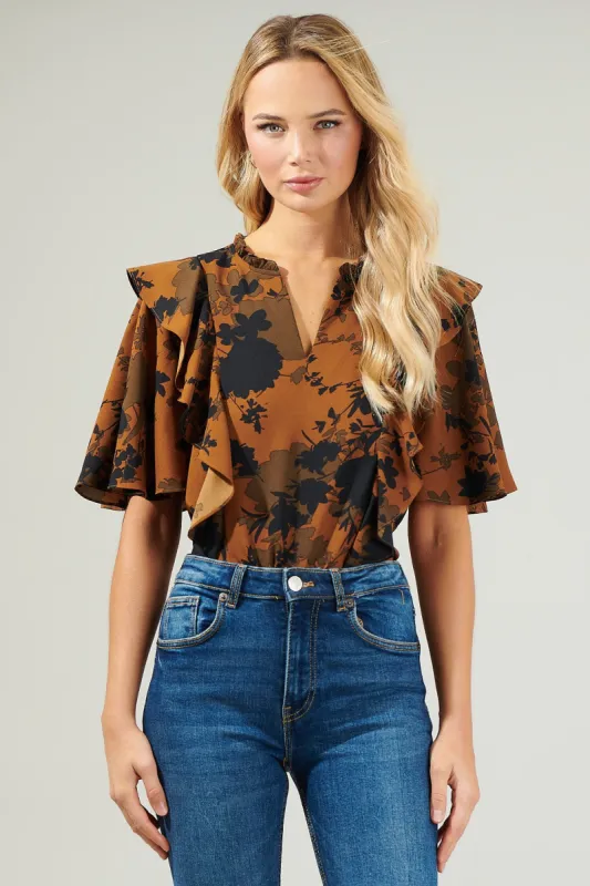 Sandy Floral Ruffle Blouse sold by Sugarlips