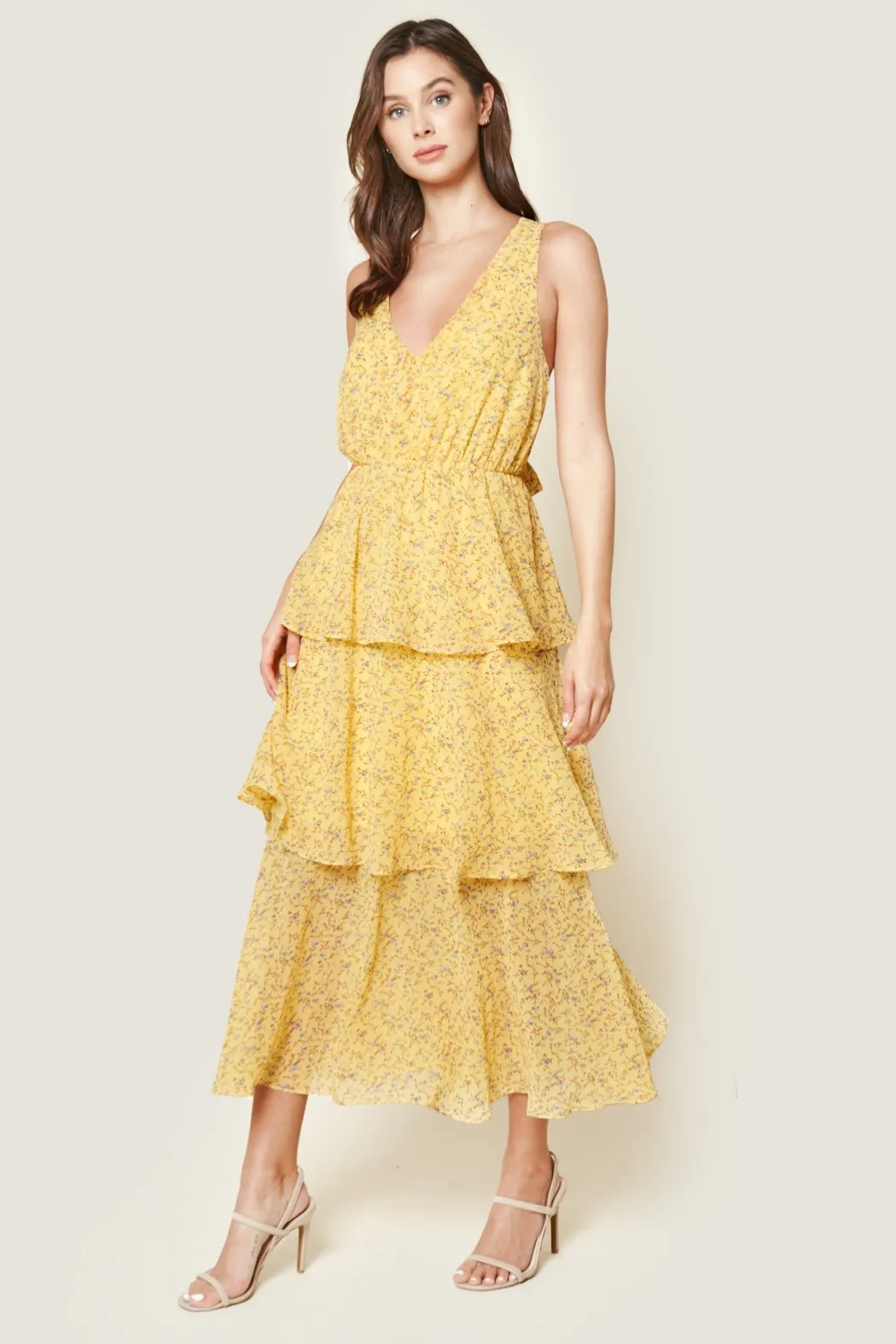 Garden Dreams Floral Print Tiered Maxi Dress sold by Sugarlips product image thumbnail 5