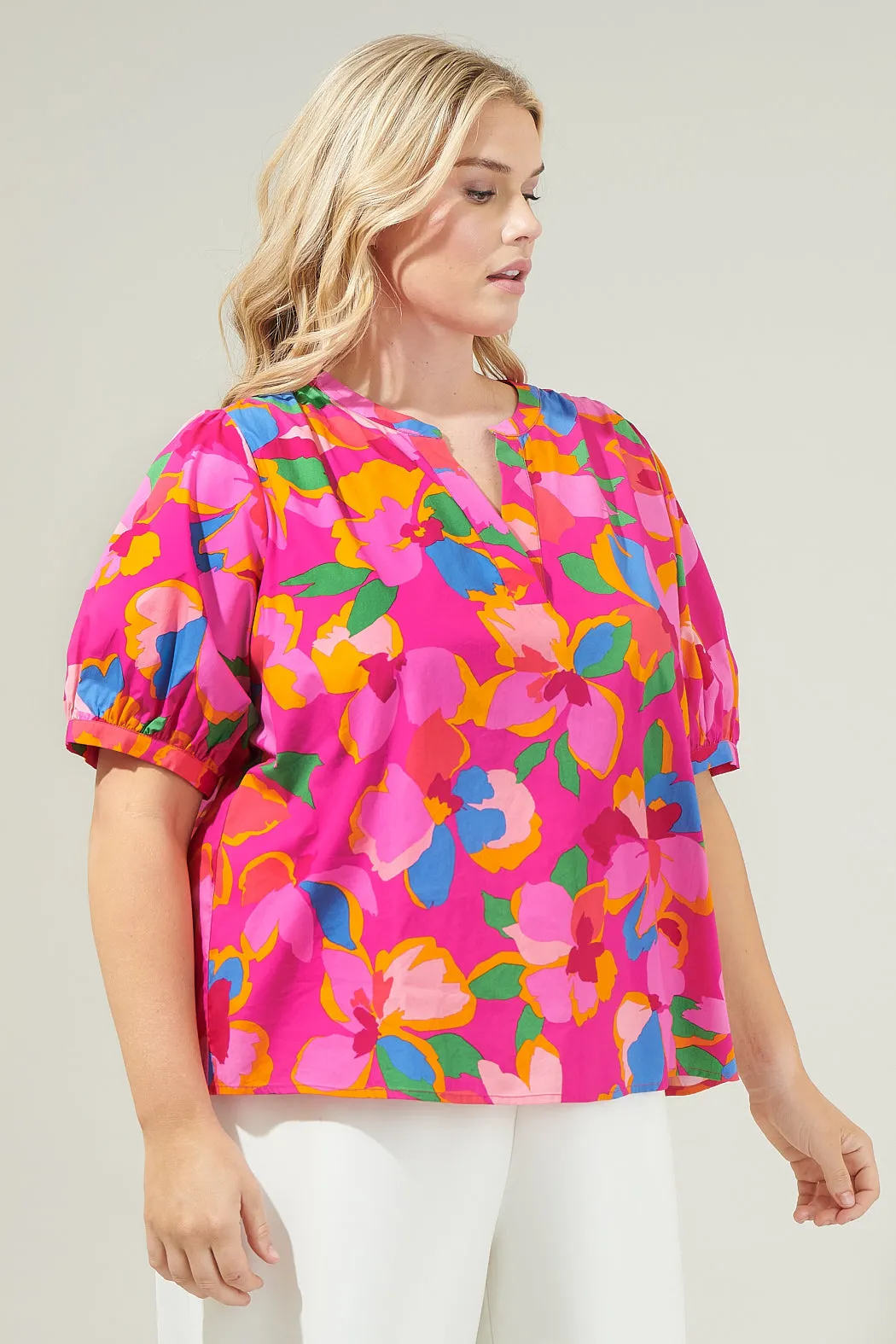 Daphne Floral Neli Split Neck Top Curve sold by Sugarlips product image thumbnail 3