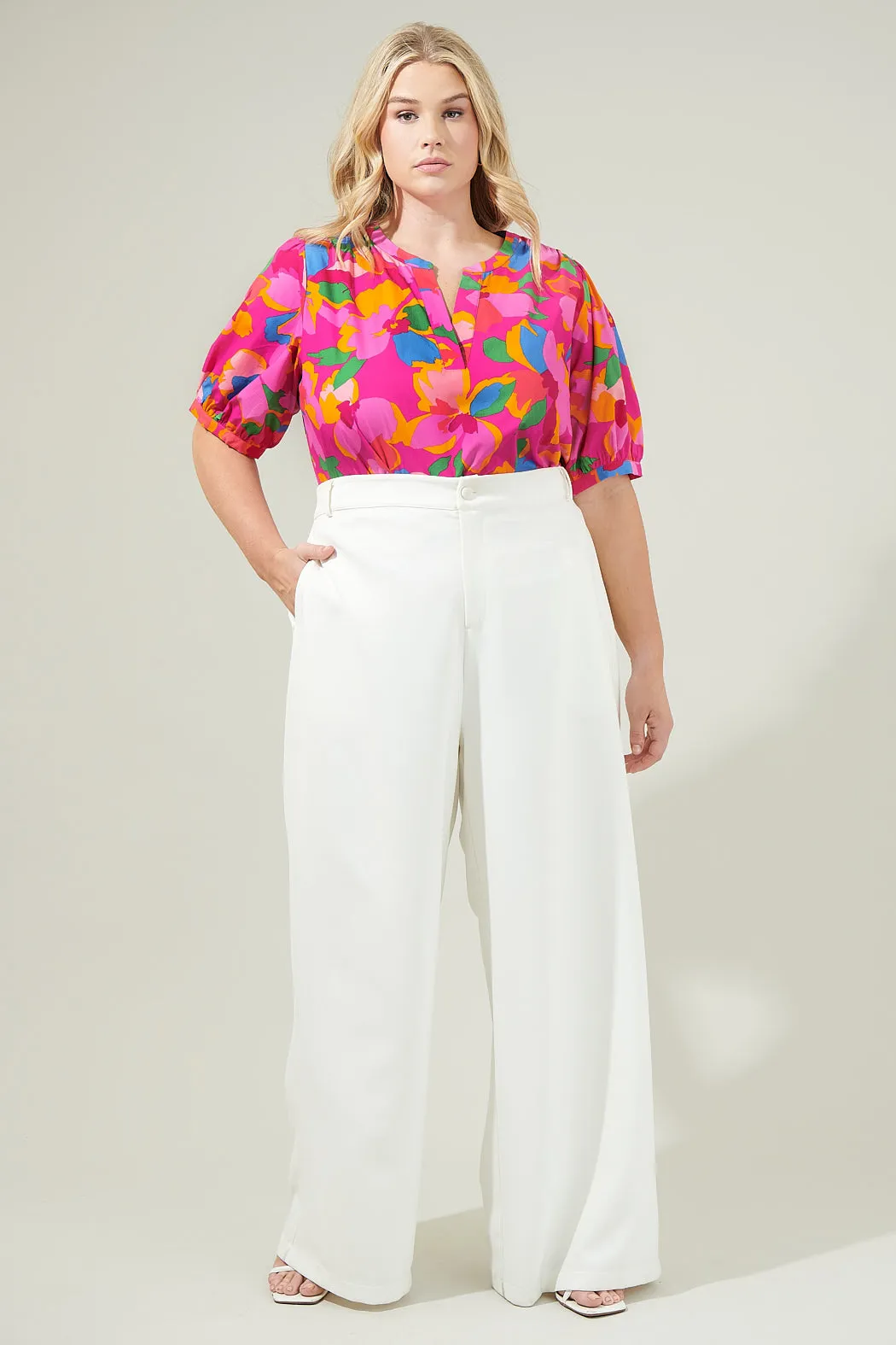 Daphne Floral Neli Split Neck Top Curve sold by Sugarlips product image thumbnail 4