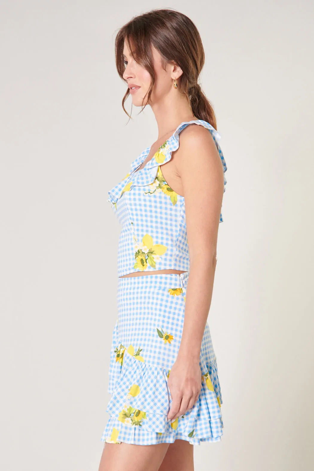 Citrus Picnic Gingham Izzy Crop Top sold by Sugarlips product image thumbnail 4