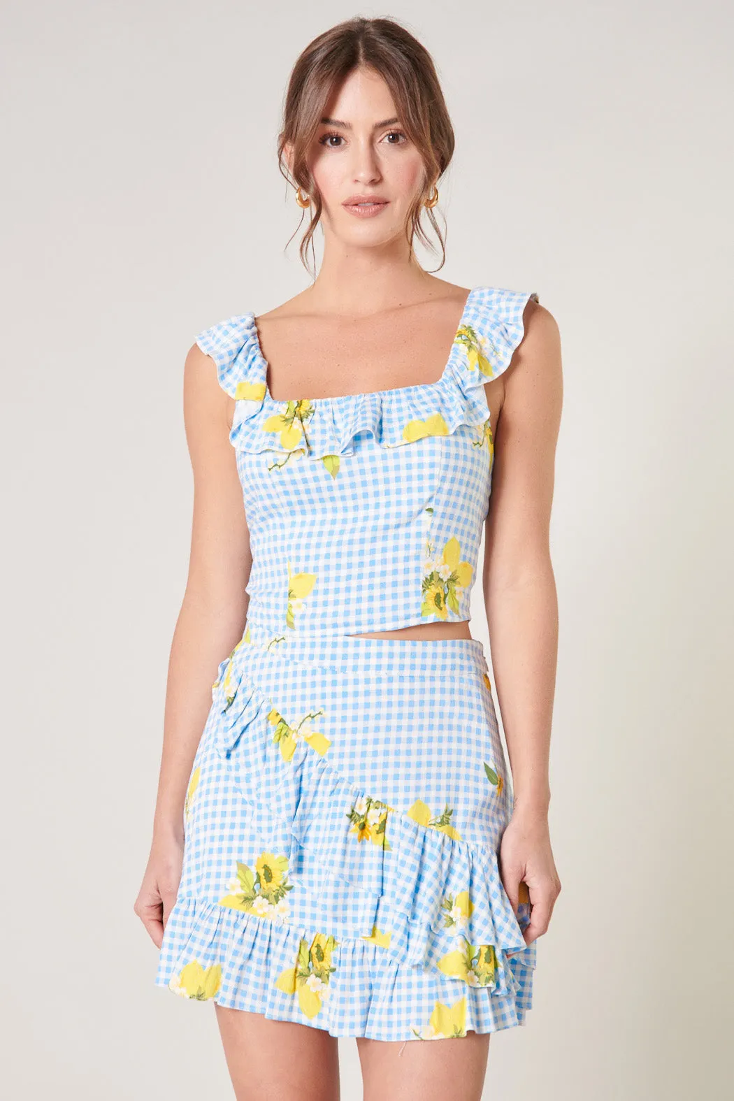 Citrus Picnic Gingham Izzy Crop Top sold by Sugarlips product image thumbnail 2