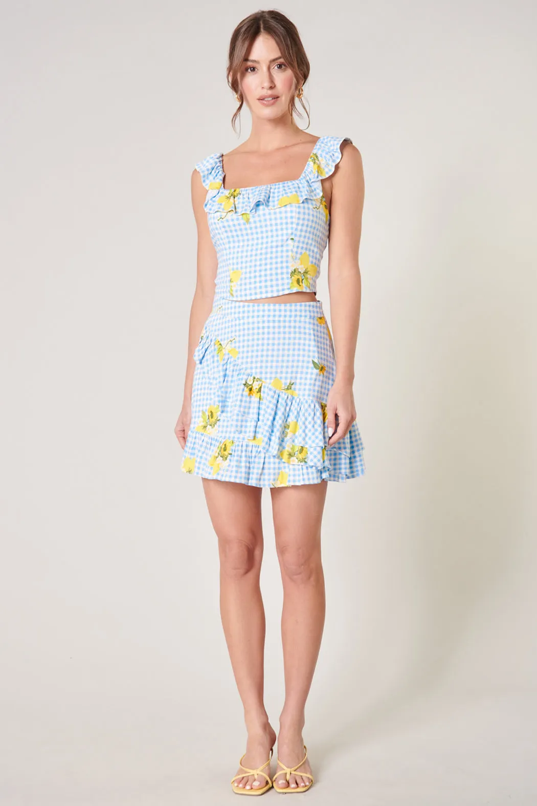 Citrus Picnic Gingham Izzy Crop Top sold by Sugarlips product image thumbnail 5