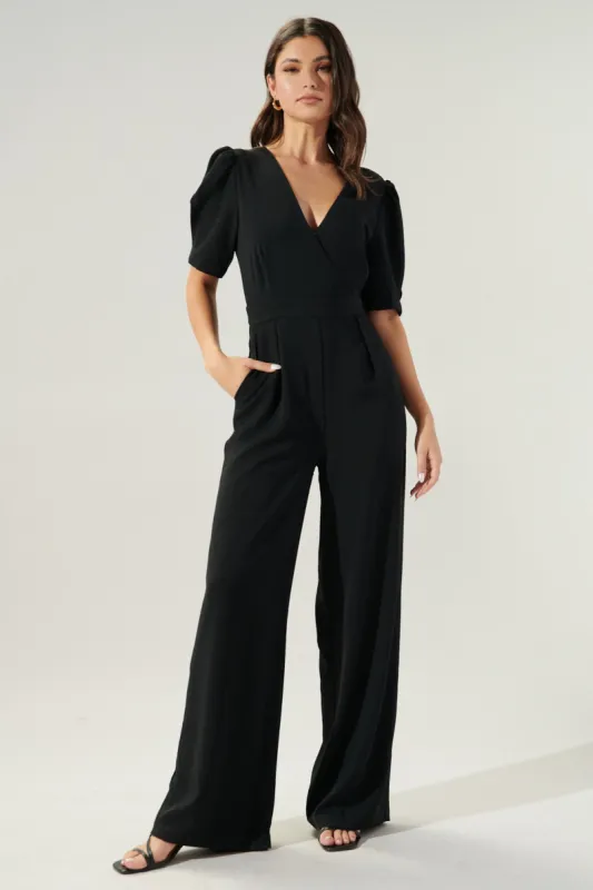 Go Getter Wide Leg Surplice Jumpsuit sold by Sugarlips