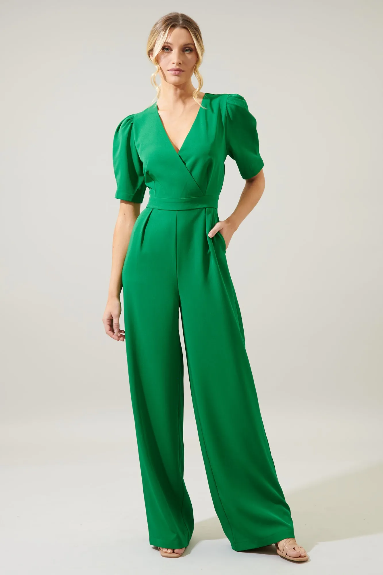 Go Getter Wide Leg Surplice Jumpsuit sold by Sugarlips product image thumbnail 5