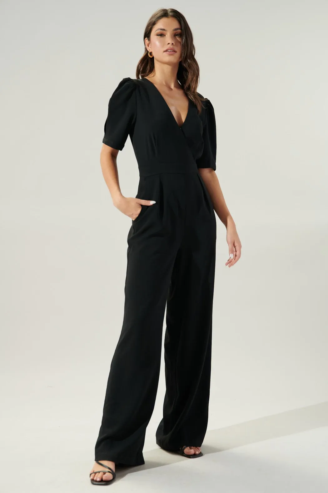Go Getter Wide Leg Surplice Jumpsuit sold by Sugarlips product image thumbnail 3