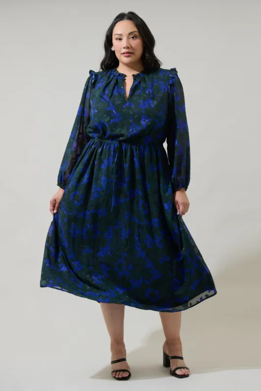 Sweetwater Floral Organza Tiered Midi Dress Curve sold by Sugarlips