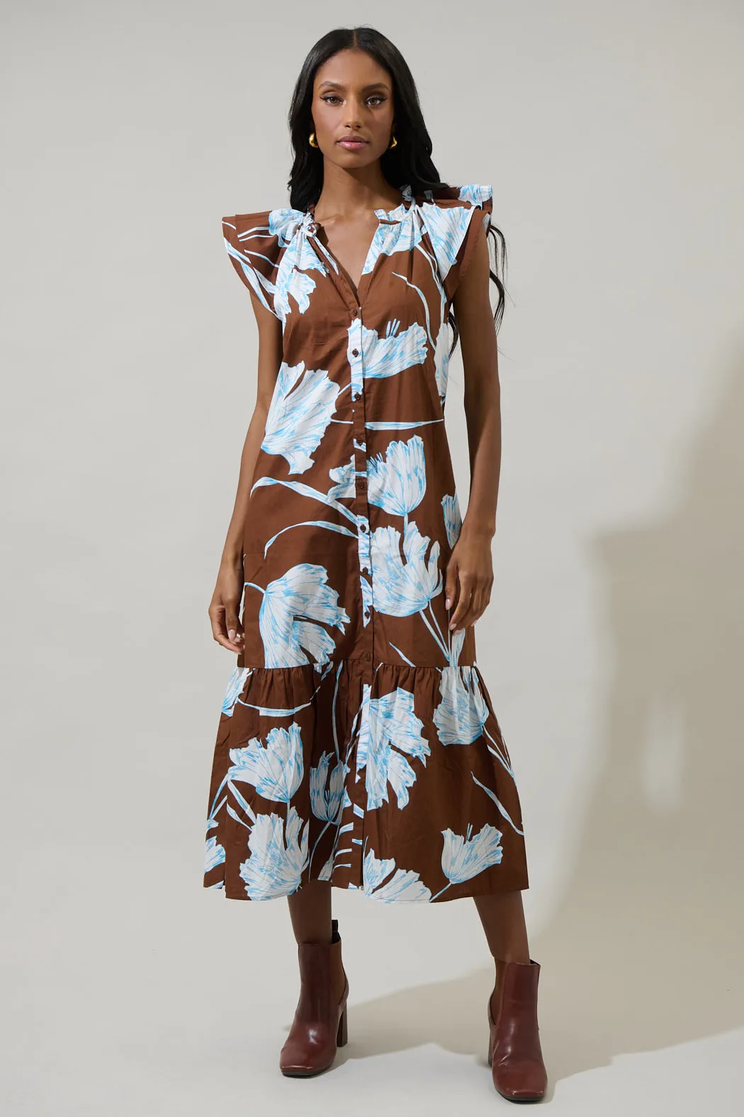 Zico Floral Dynamite Button Midi Dress sold by Sugarlips product image thumbnail 5