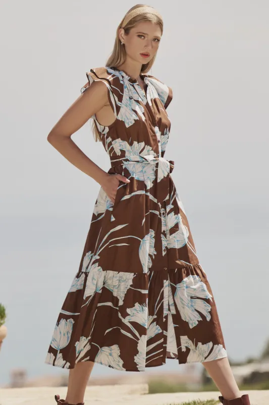 Zico Floral Dynamite Button Midi Dress sold by Sugarlips